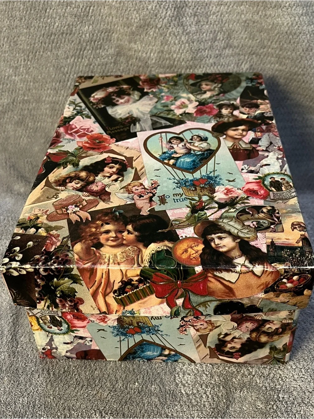 Vintage-style Decorative style Gift Box with Floral & Victorian Collage